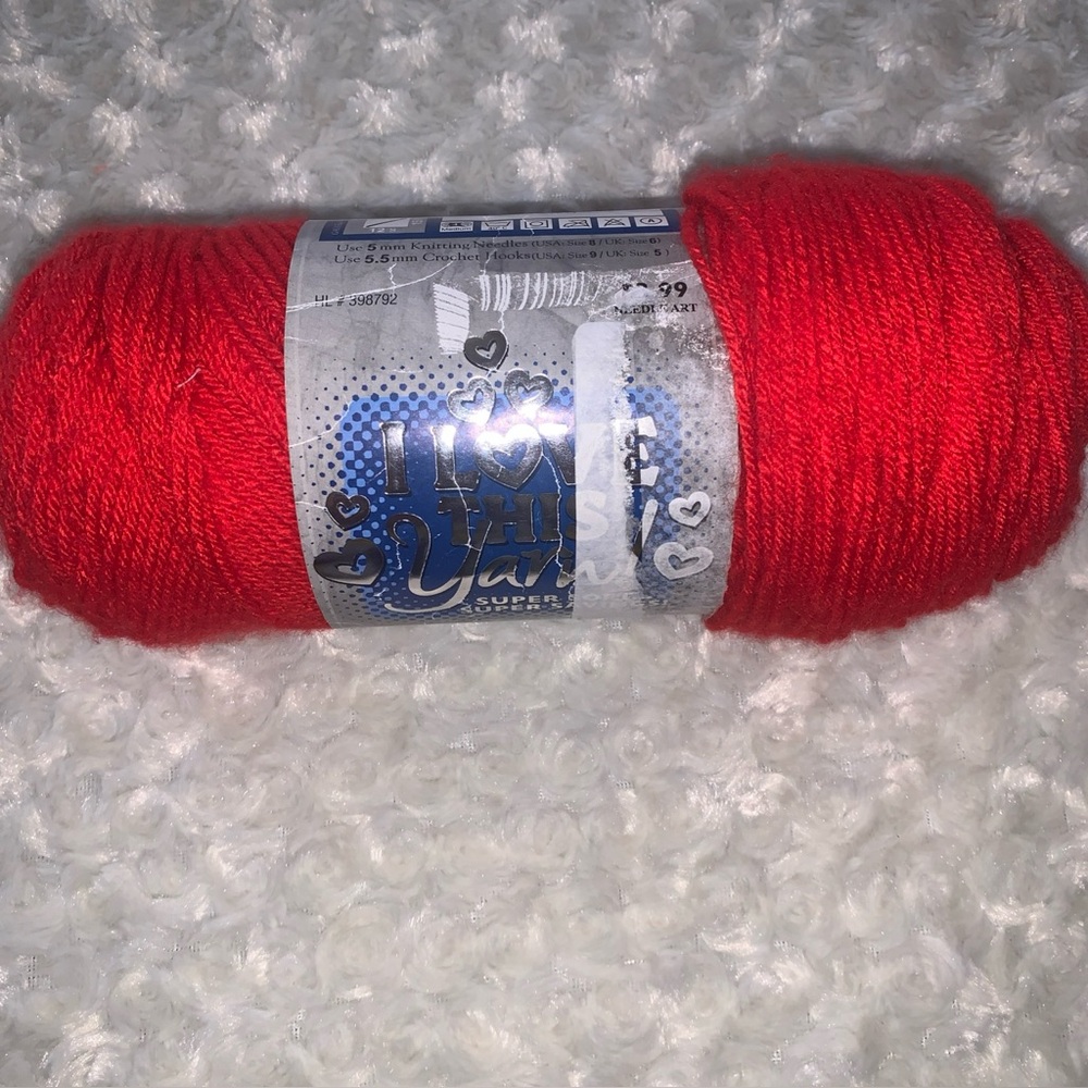 I Love This Yarn! Hobby Lobby Yarn Fire Red 355yds 1 Skein acrylic